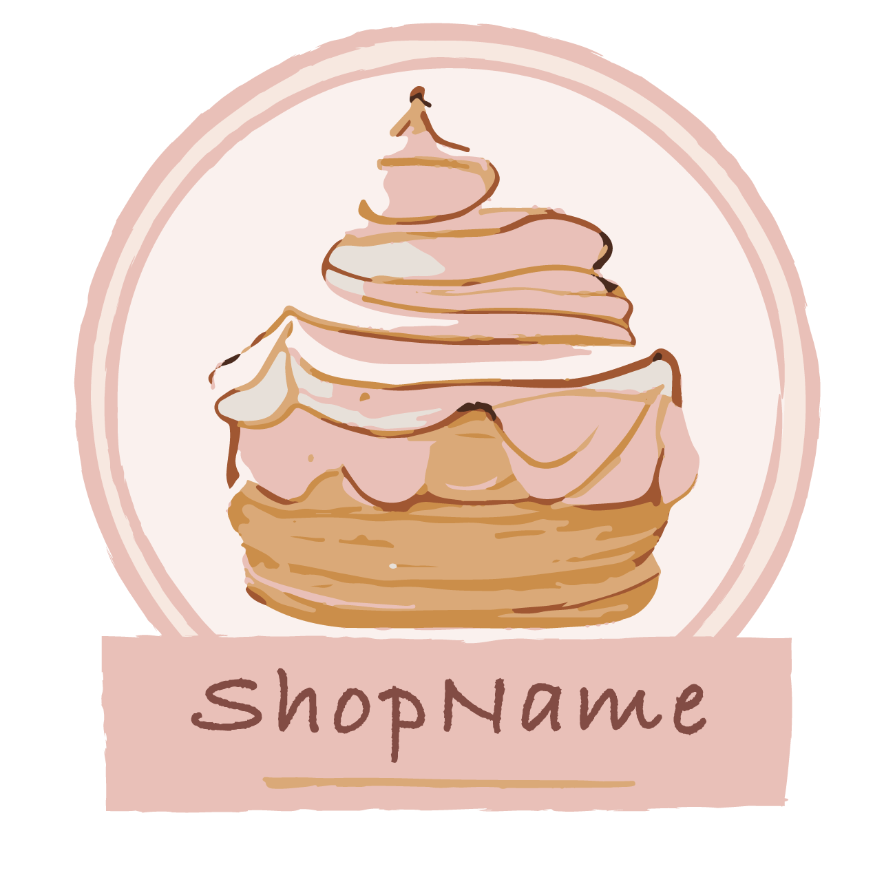 ピンクのクリームのケーキのロゴ