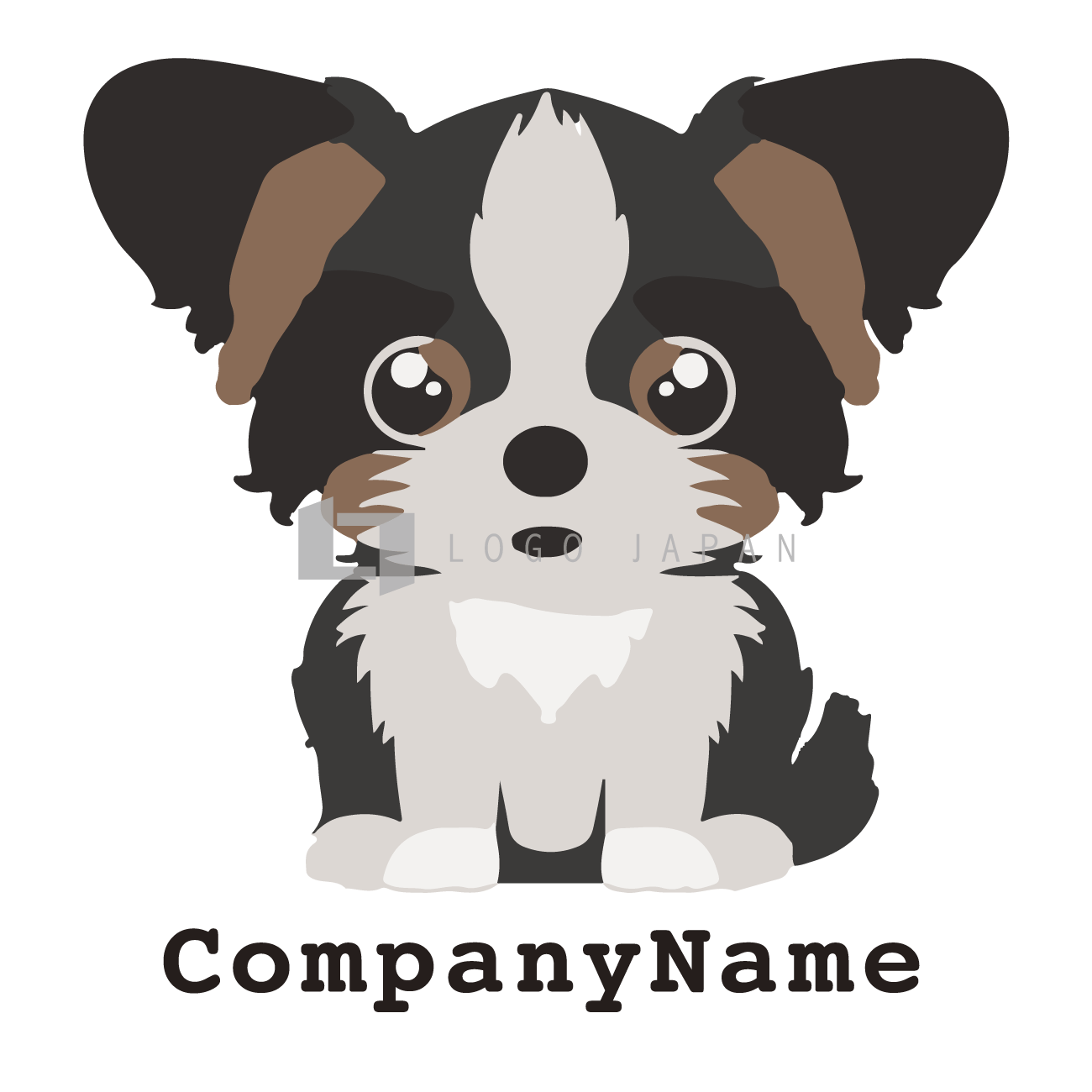 ふわふわの毛で可愛い子犬のAIロゴ