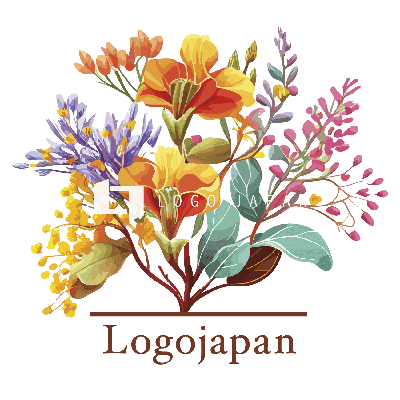 色とりどりの花のロゴ