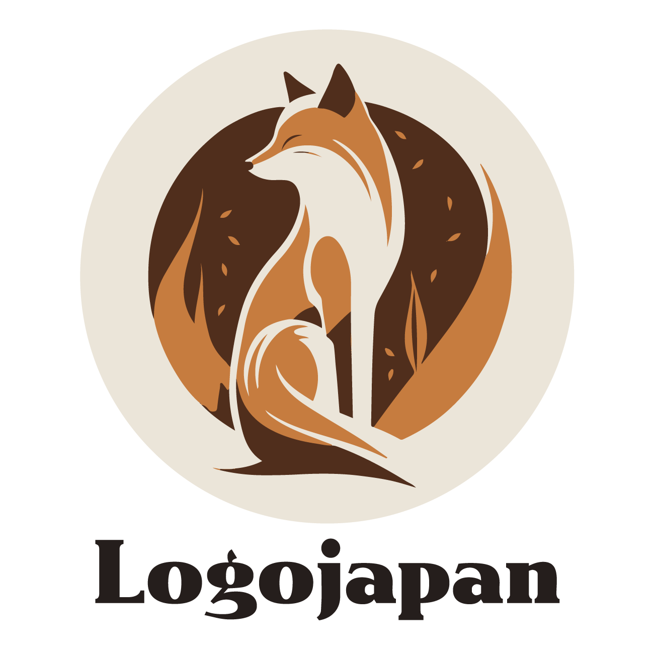景色と狐のロゴ