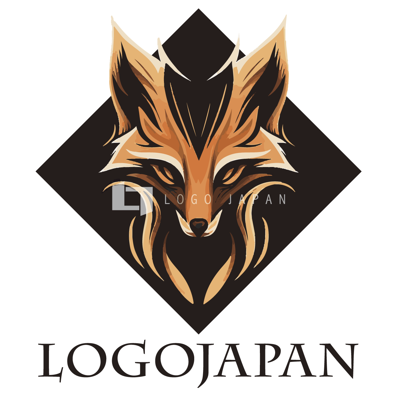狐の正面の顔のロゴ