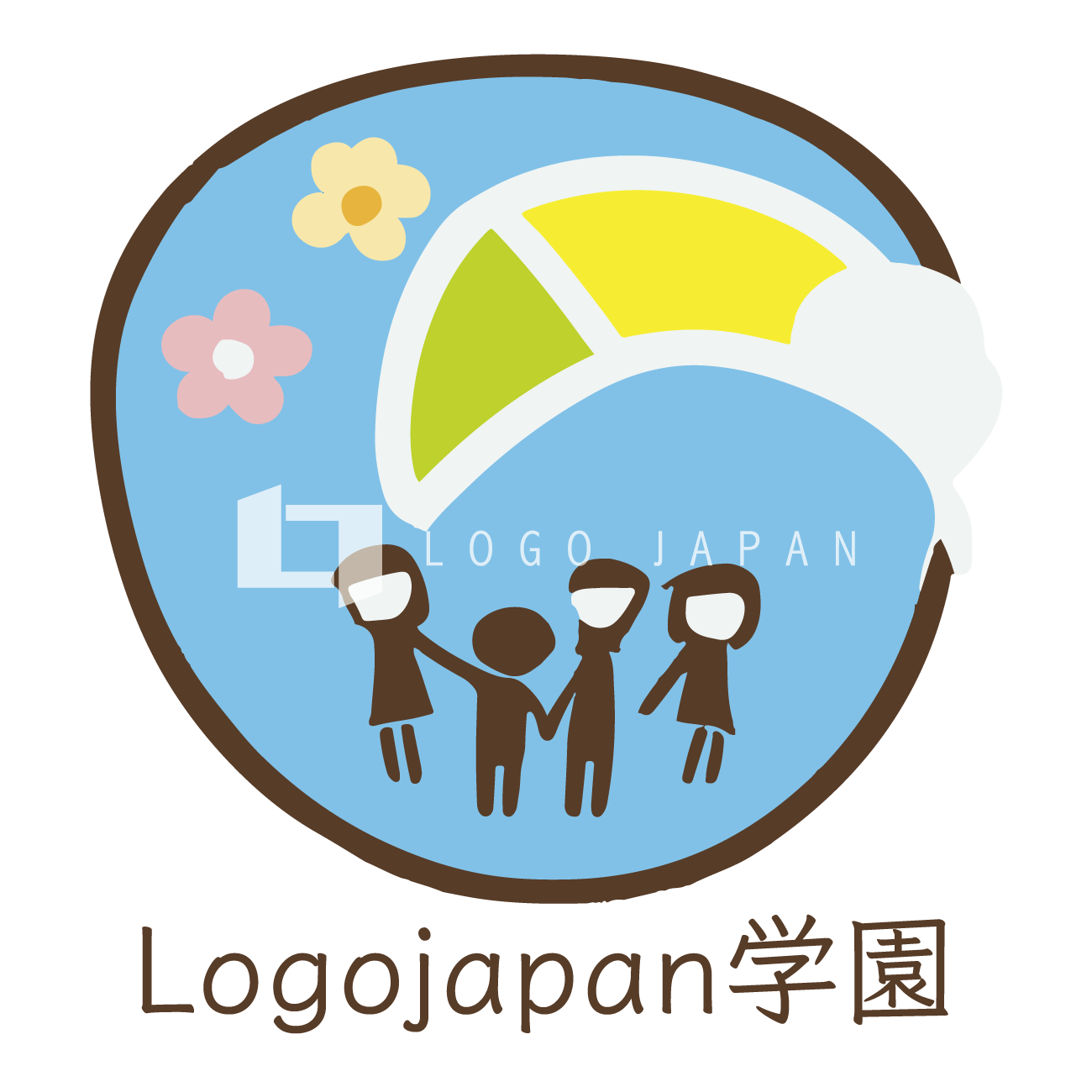 子供たちが遊んでいるロゴ