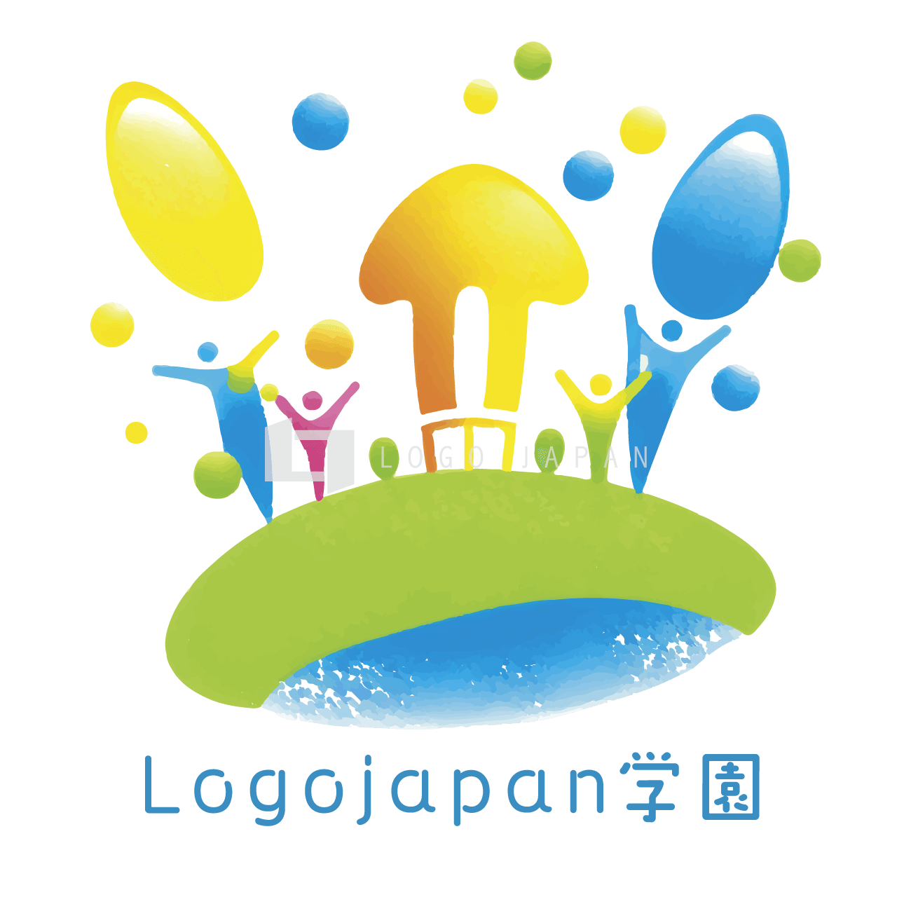 元気で明るい大人と子供のロゴ